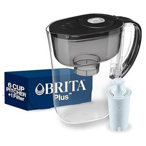 Brita Small 6 Cup Water Filter Pitcher 1 Brita Plus Filter Metro Black Plus